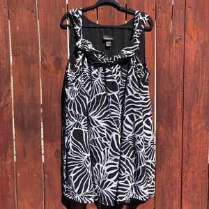 Lane Bryant knotted sheer over sheer knee length dress, sleeveless, floral